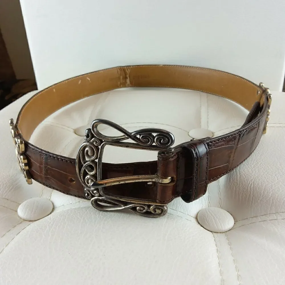 Lady Canterbury brown croco leather belt